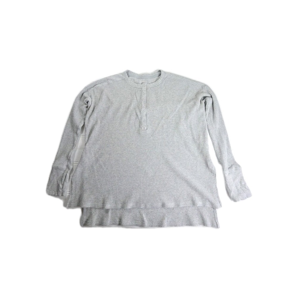 Offline by Aerie Womens GRAY Thermal Henley Waffle Knit Snap Shirt XS